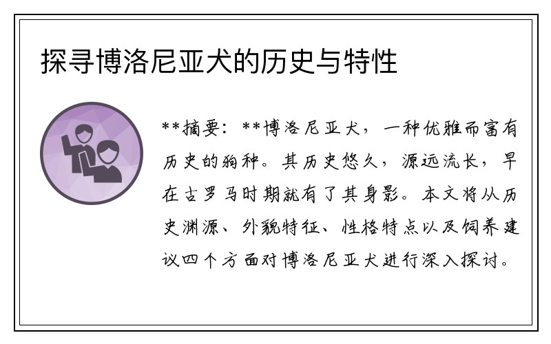 探寻博洛尼亚犬的历史与特性